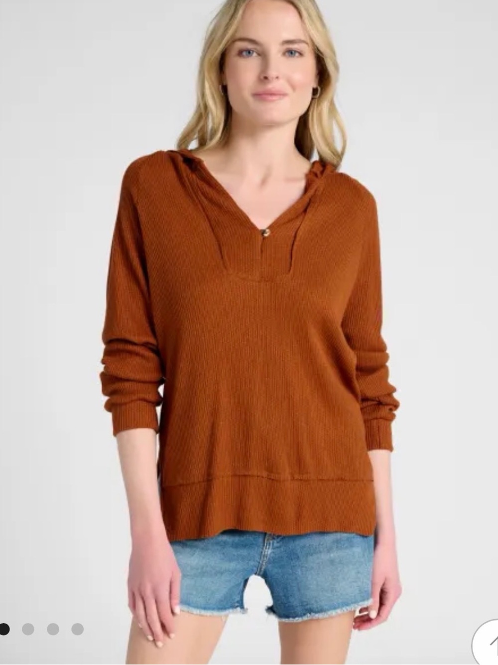 Herizon Hooded Pullover Sweater in Rust